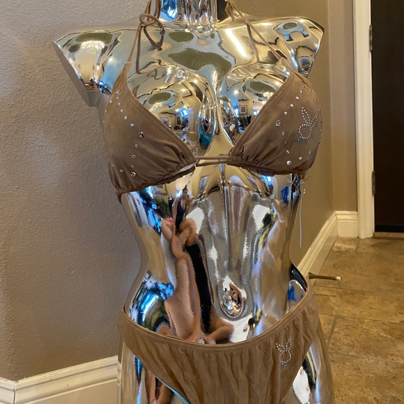 NWT PLAYBOY 🐰 LIGHT BROWN & BLUE BIKINI SET - Picture 5 of 7